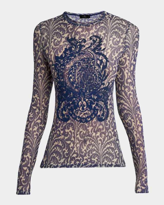 Tulle Palm Tree Flocked Shirt